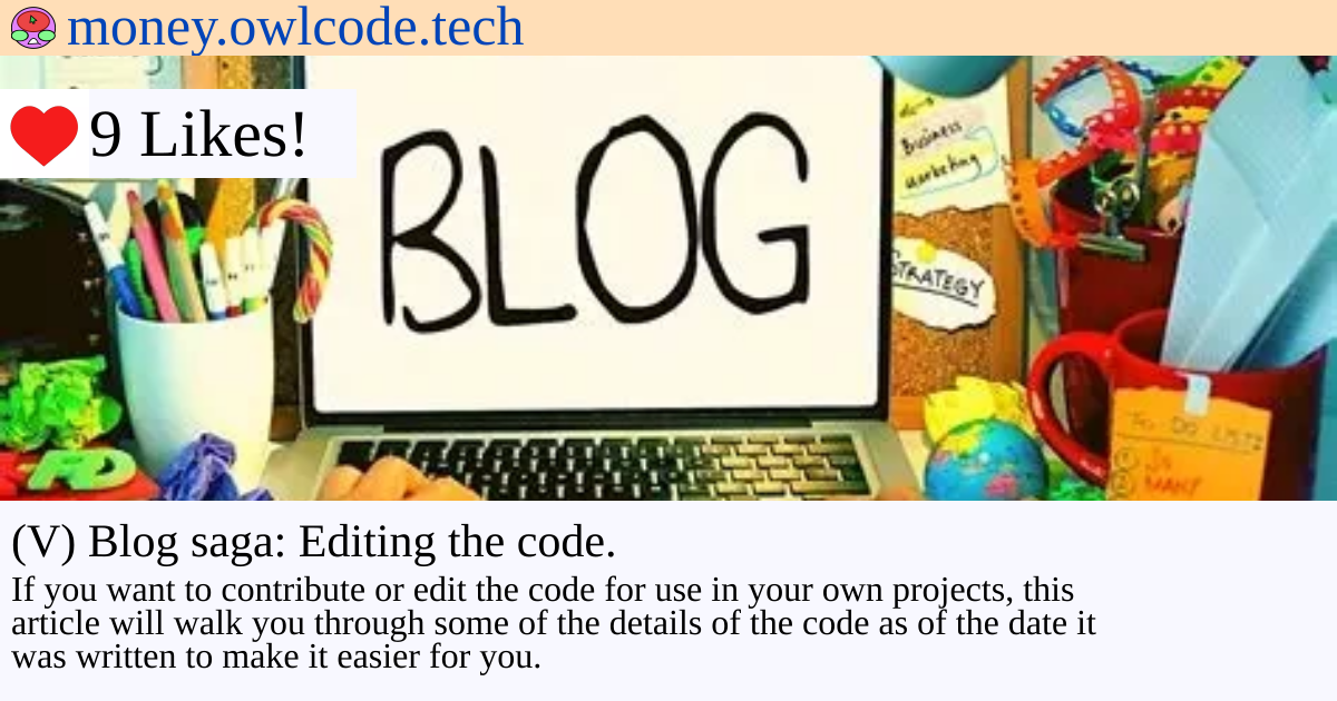 Portada de (V) Blog saga: Editing the code.