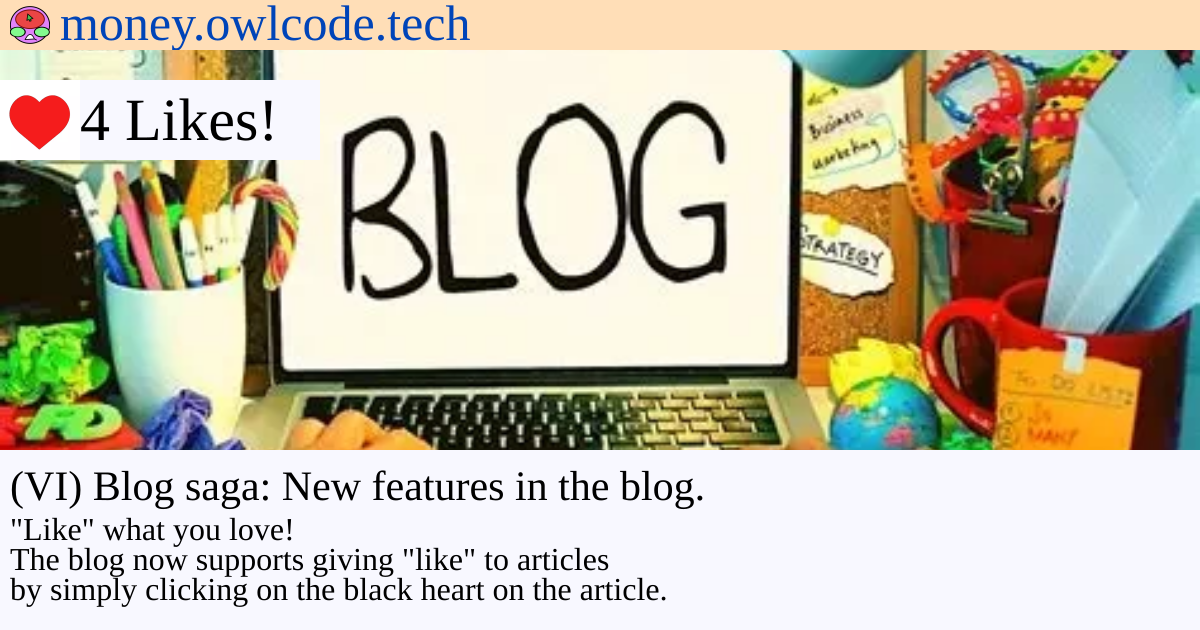 Portada de (VI) Blog saga: New features in the blog.